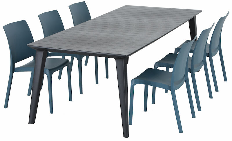 Lima-Iiris 6-hengen ruokailuryhmä grafiitti/sininen