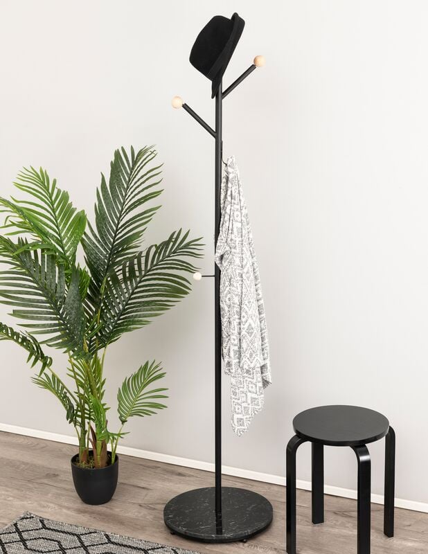 4Living naulakko marmorijalustalla 40x40x178 cm musta