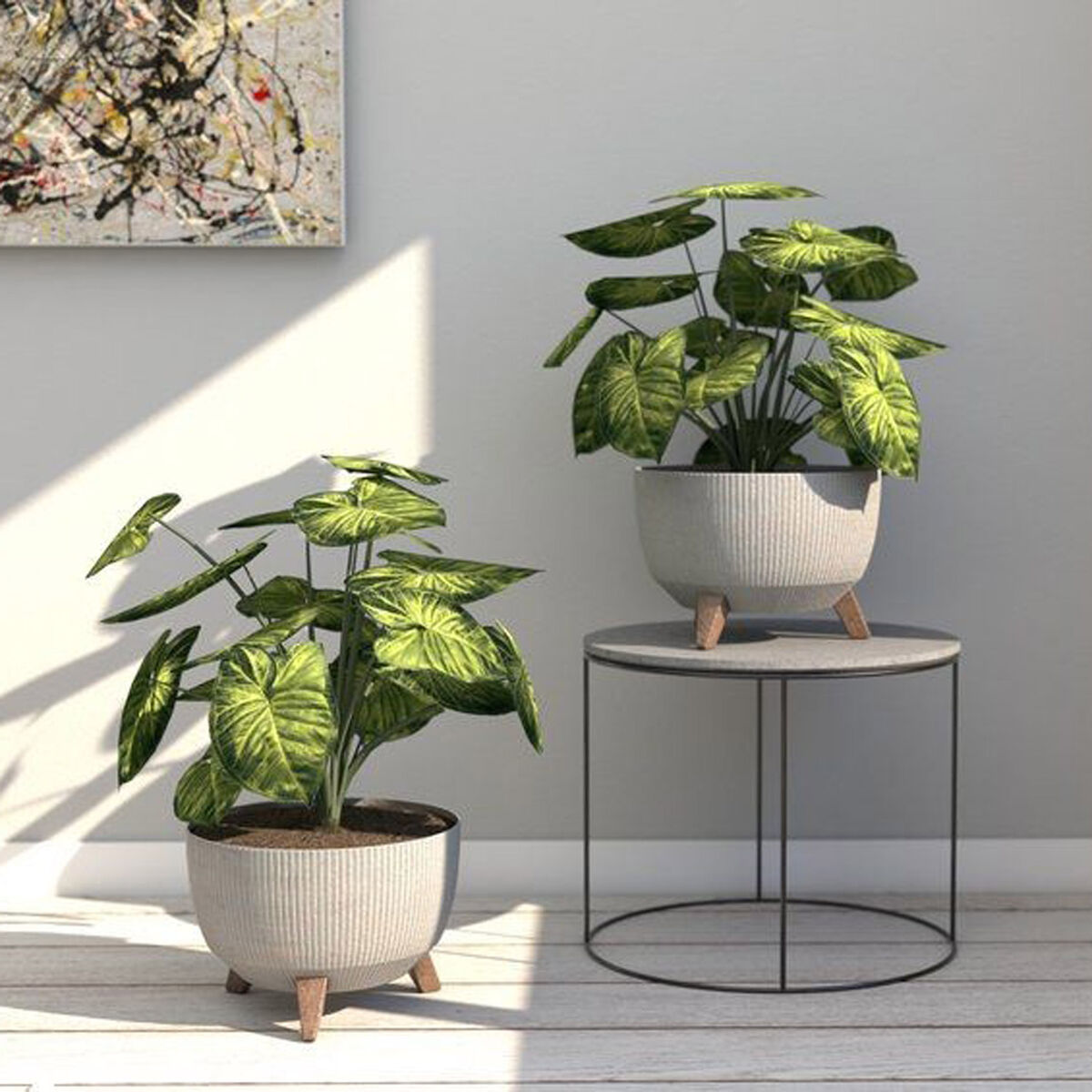 4Living Roma Line ECO jalallinen ruukku puukomposiitti Ø47 cm harmaa