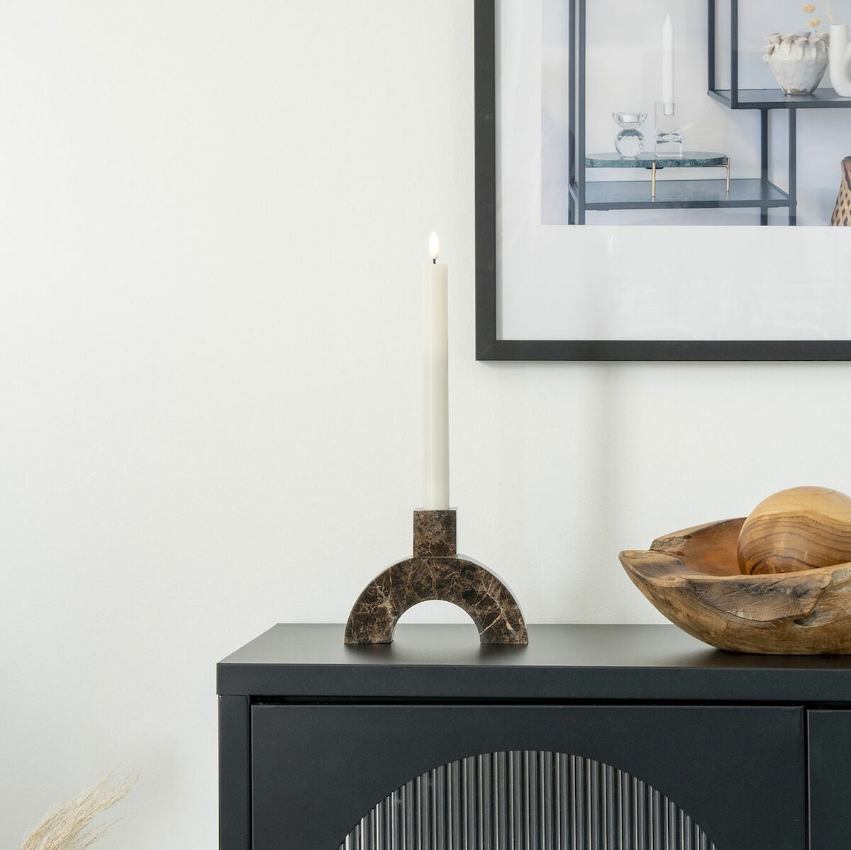 House Nordic kynttilänjalka 3,5x14x11 cm ruskea marmori