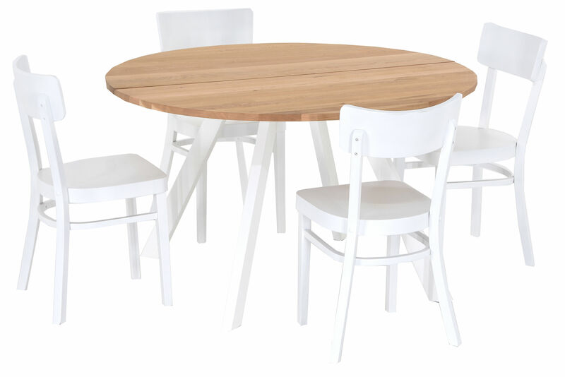 Kaiku-Cafe 4-hengen pyöreä ruokailuryhmä vahattu tammi/valkoinen