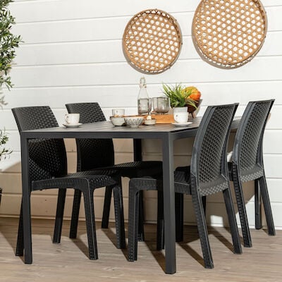 Saarni-Kairo 4-hengen ruokailuryhmä harmaa/musta/grafiitti