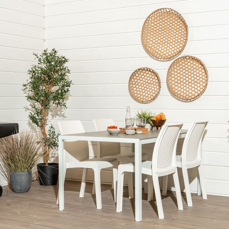 Saarni-Kairo 4-hengen ruokailuryhmä harmaa/valkoinen