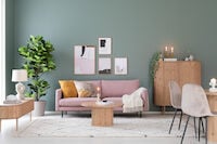Scandic Copenhagen 3-istuttava sohva roosa Soro 61, mustat jalat
