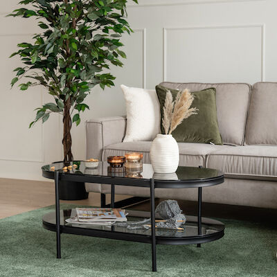 Bayonne ovaali sohvapöytä 95x50 cm savunharmaa/musta