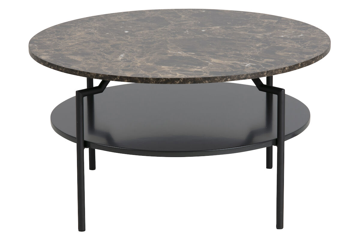 Goldington pyöreä sohvapöytä Ø80 cm ruskea marmori/musta