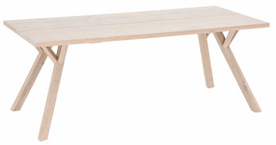 Tikli tammi lankkupöytä 195x90 cm valkolakattu tammi kansi, musta mänty jalka