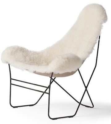 Cuero Design Valhalla nojatuoli valkoinen lampaantalja/musta