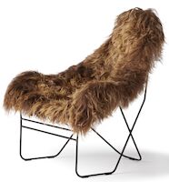 Cuero Design Valhalla nojatuoli ruskea lampaantalja pitkä karva/musta