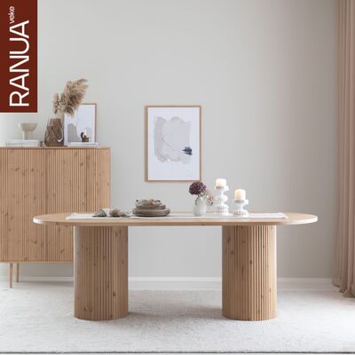 Taimi ovaali ruokapöytä 210x100 cm hiekka 2-LAATU