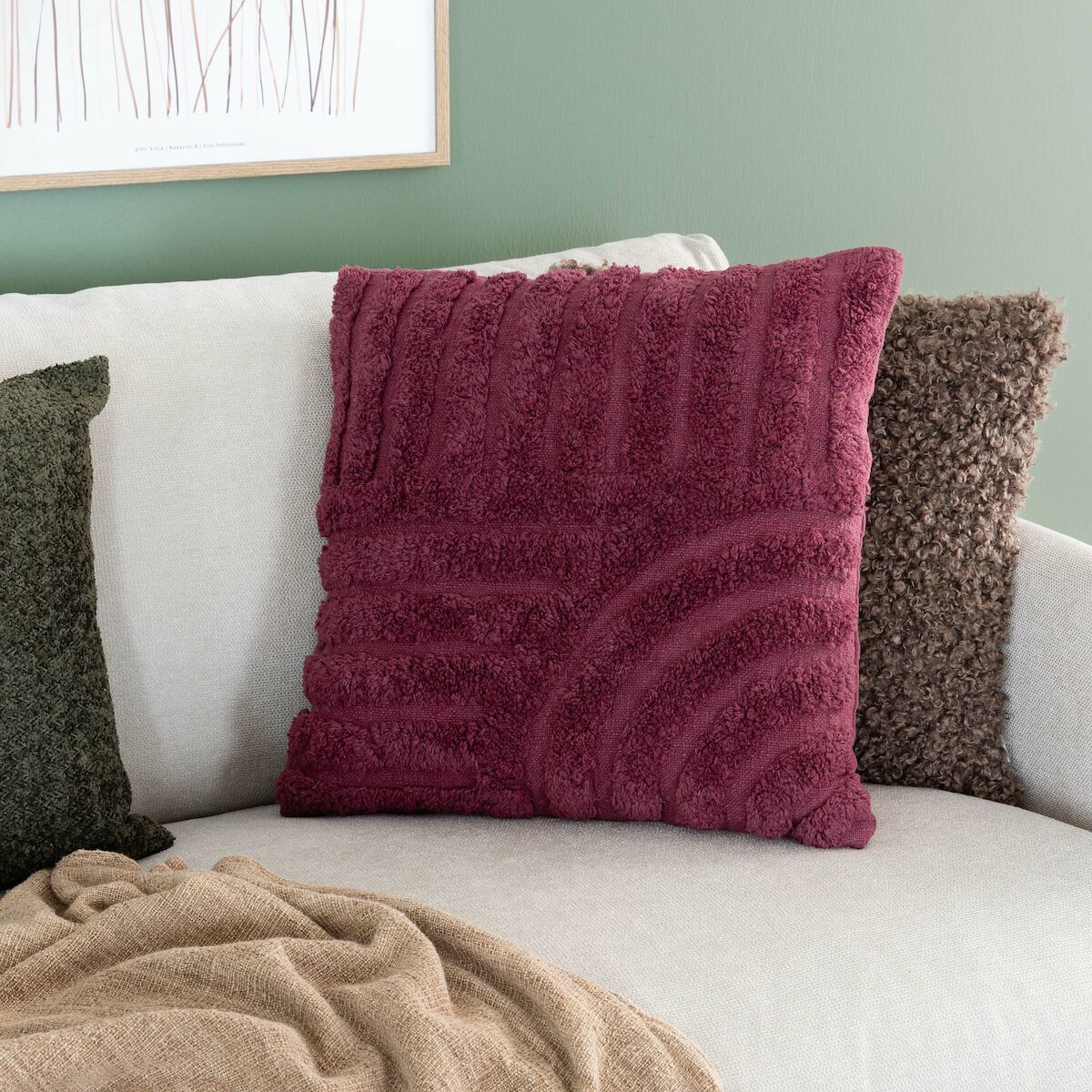 Halko tyynynpäällinen 50×50 cm burgundin punainen