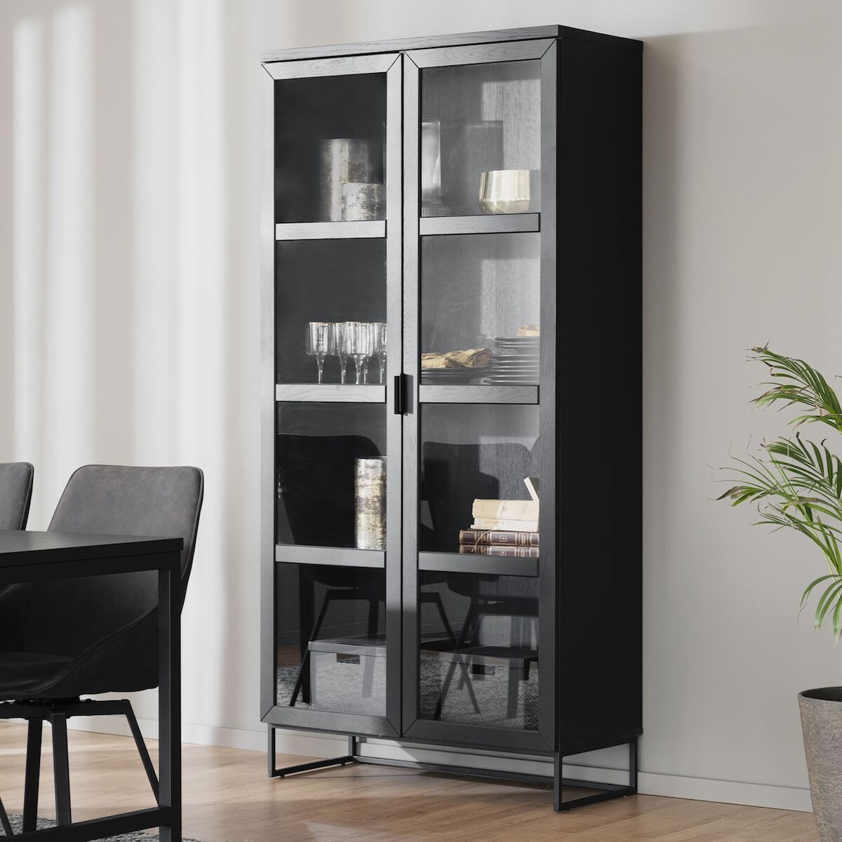 Rowico Home Everett Vitriini 95x41x195 Cm Musta Veke Rowico Home Everett Vitriini 95x41x195 Cm Musta Veke
