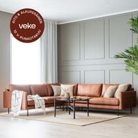 Scandic Copenhagen kulmasohva 2K3, konjakinruskea Kentucky 9, mustat jalat