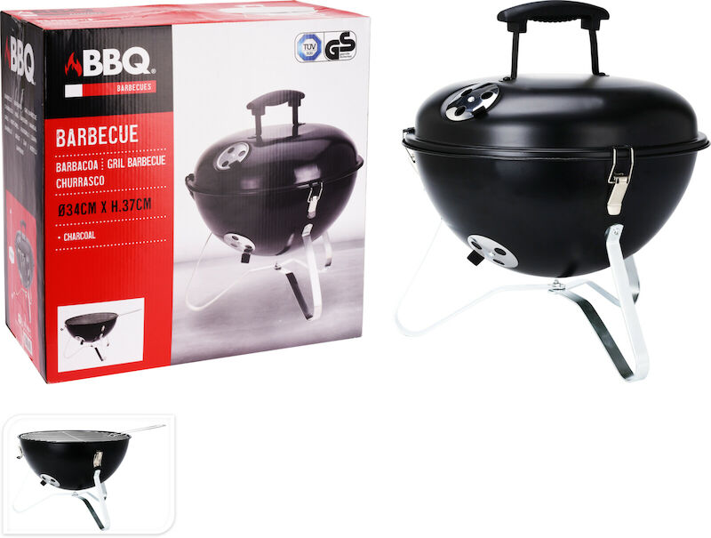 BBQ pallogrilli 37 cm musta