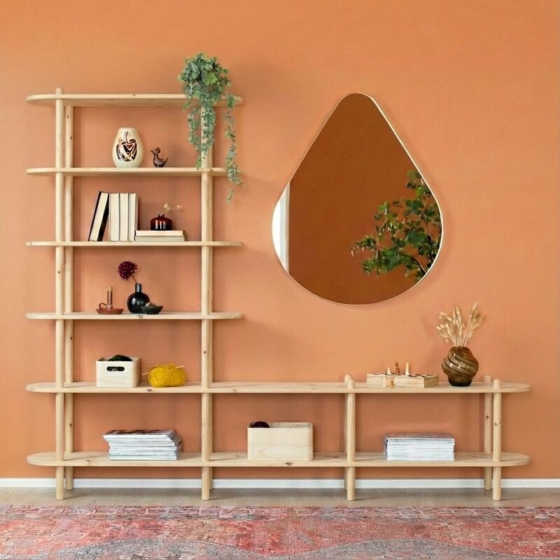 Askel taso ja avohylly 230x35x185 cm puuvalmis