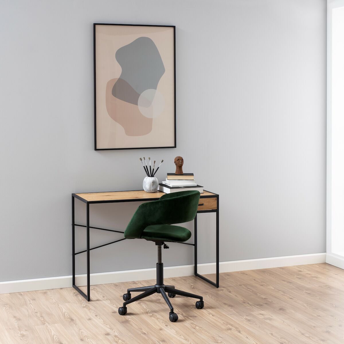 Seaford työpöytä 110×45 cm villitammi/musta