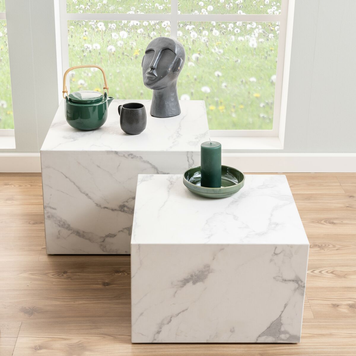 Dice sarjapöytä 2-osainen valkoinen marmori