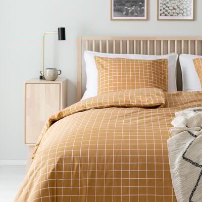 Ruutu pussilakanasetti 150x210 cm + 50x60 cm vaaleansininen/valkoinen