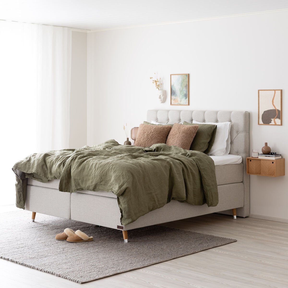 Unia 900 jenkkisänkypaketti 160×200 cm L beige unia 600 pp jalat 14 cm viona