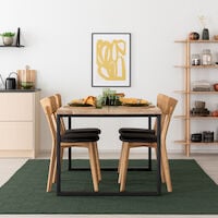 Manner-Koto 4-hengen ruokailuryhmä lakattu tammi/musta, tammi/musta PU-verhoilu