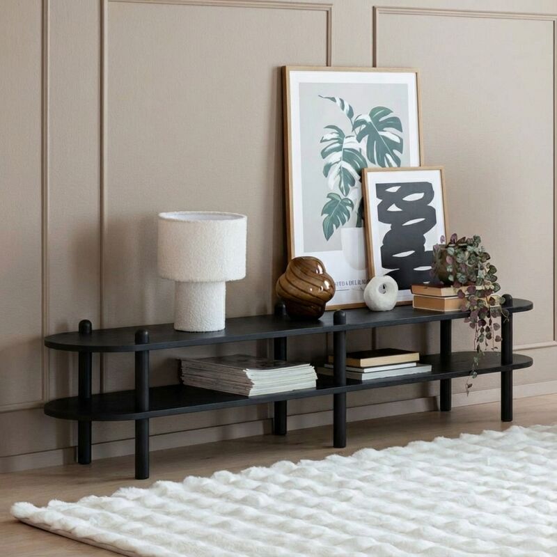 Askel matala tv-taso 165x35x38 cm hiili