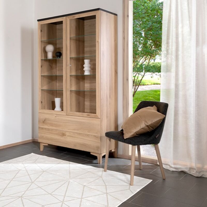 Niklas korkea vitriini 100 cm N7.1 hunaja tammi/musta