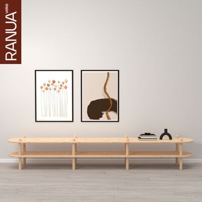 Askel matala tv-taso 230x35x38 cm puuvalmis