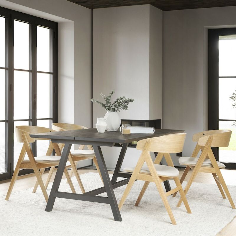 Rowico Carradale ruokapöytä 170x100 cm musta tammi/mustat A-jalat