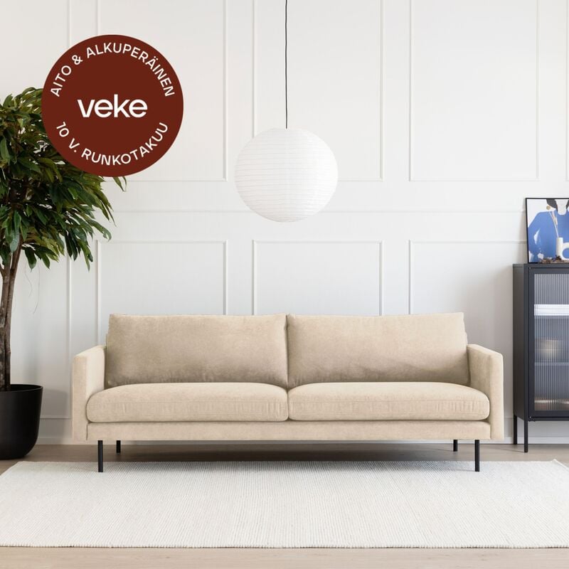 Scandic Copenhagen 3,5-istuttava sohva hiekka Soro 21, mustat jalat