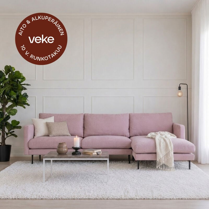 Scandic Copenhagen divaanisohva oikea roosa Soro 61, mustat jalat