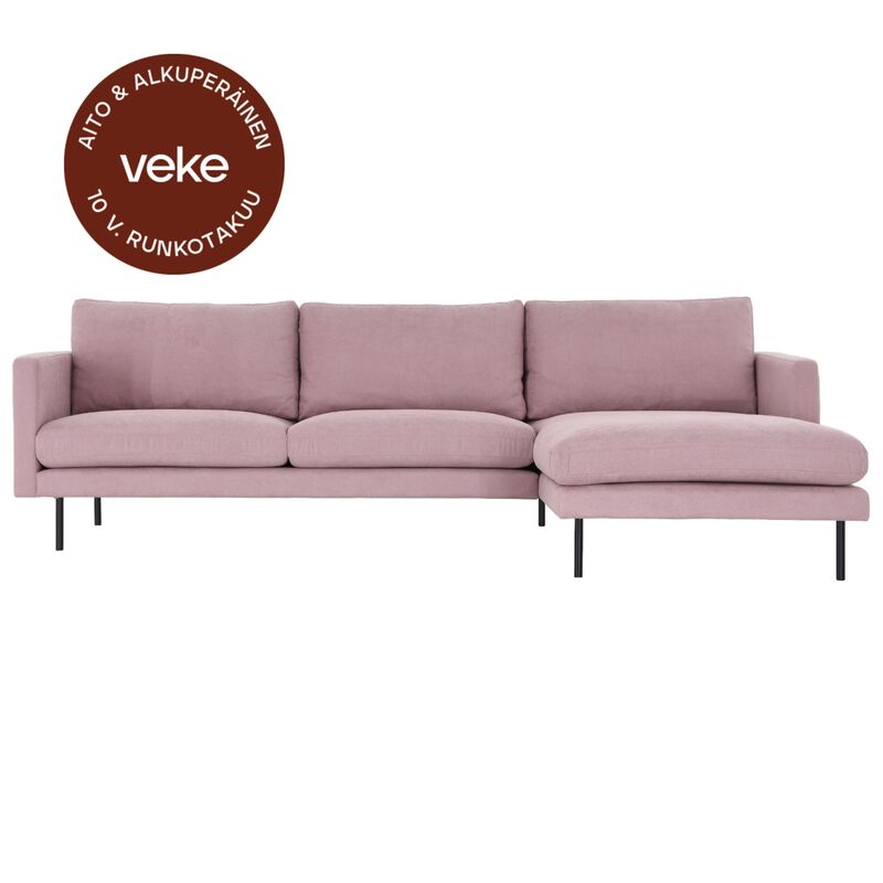 Scandic Copenhagen divaanisohva oikea roosa Soro 61, mustat jalat