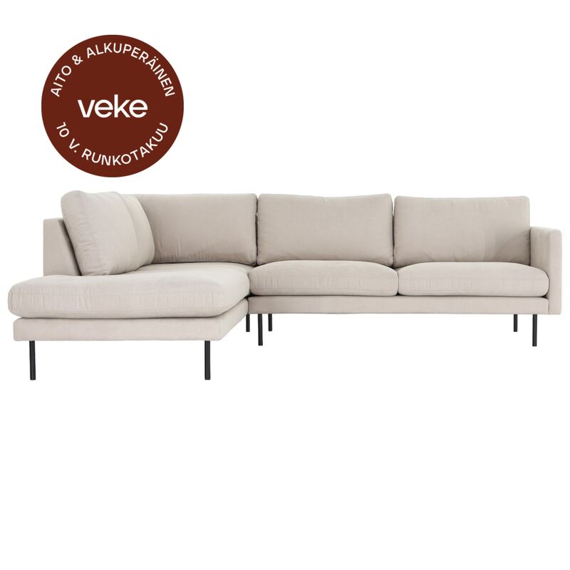 Scandic Copenhagen avokulmasohva vasen hiekka Soro 21, mustat jalat