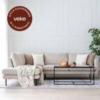 Scandic Copenhagen avokulmasohva vasen hiekka Soro 21, mustat jalat