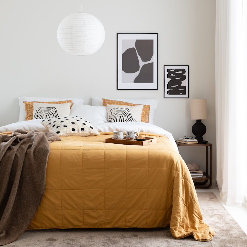 Paljakka päiväpeitto 260x260 cm okra