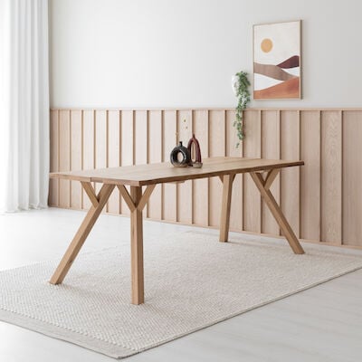 Lana lankkupöytä 195x90 cm lakattu tammi/ valkoinen