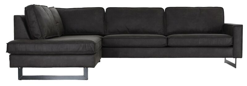 Macho avokulmasohva vasen Musta Colorado 01, mustat jalat