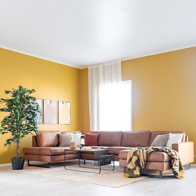 Macho U-kulmasohva oikea Ruskea Kentucky 9, mustat jalat