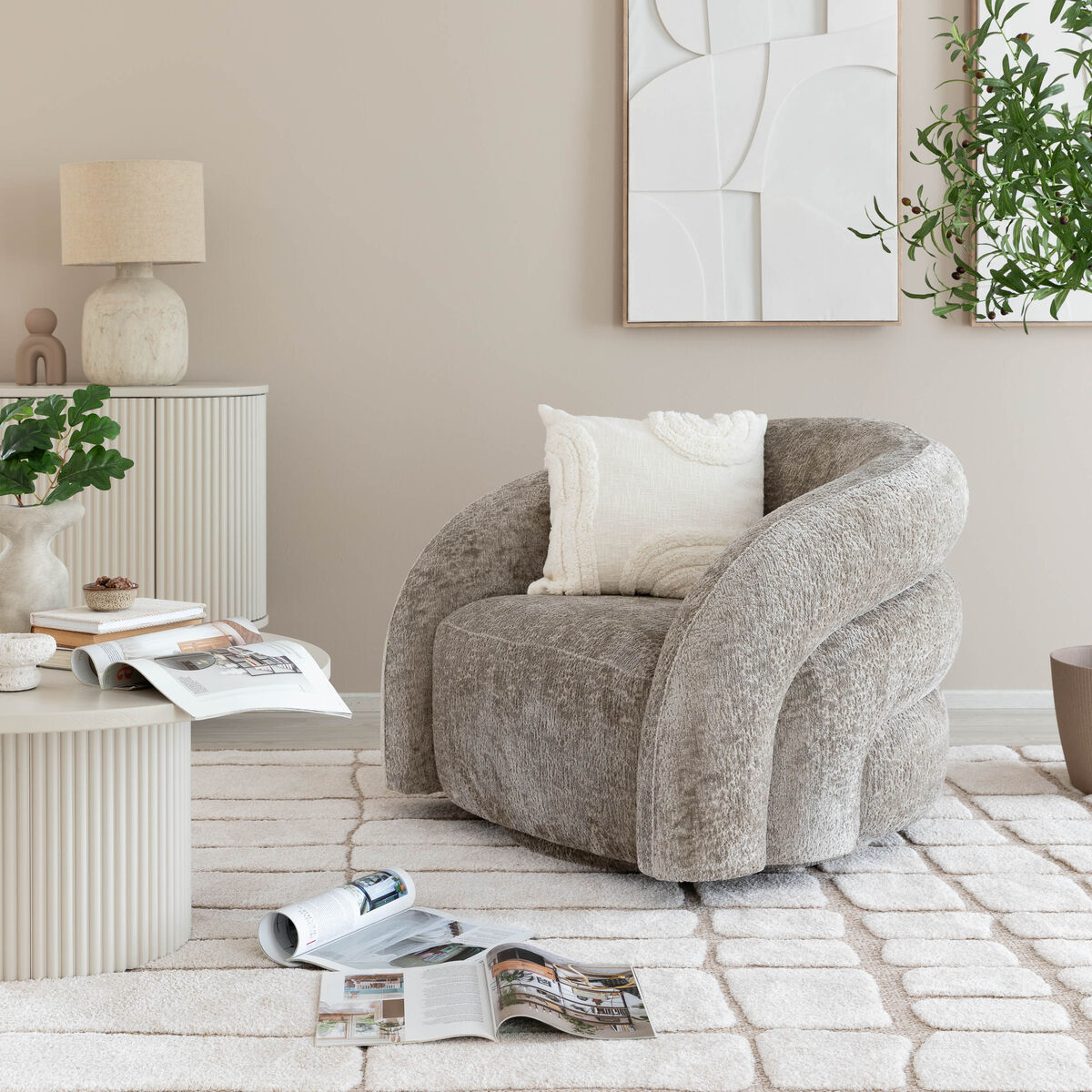 Valletta pyörivä nojatuoli beige