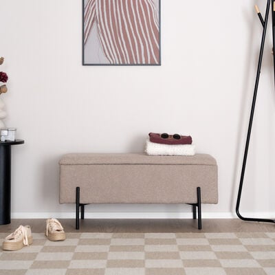 House Nordic Watford penkki säilytystilalla 100x36 cm beige HN1233, mustat jalat