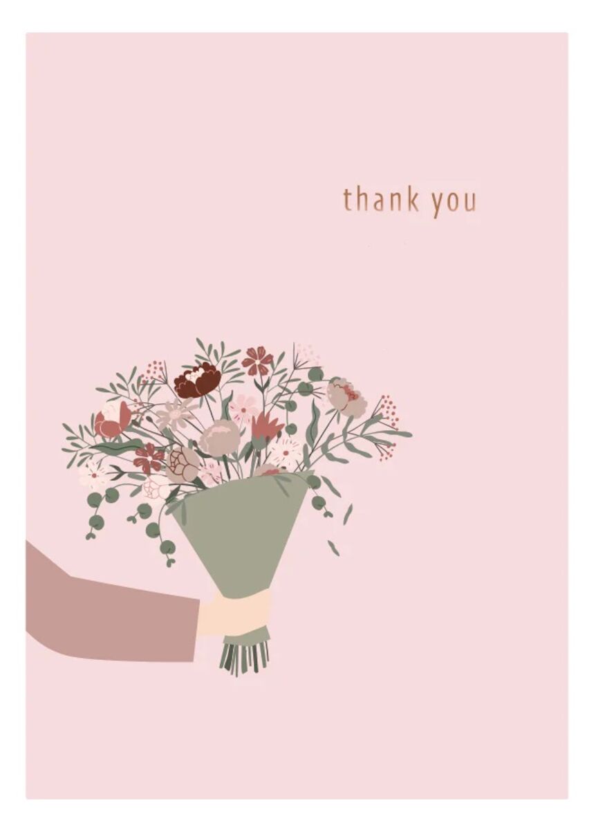 Xeraliving Thank You Bouquet postikortti vaaleanpunainen