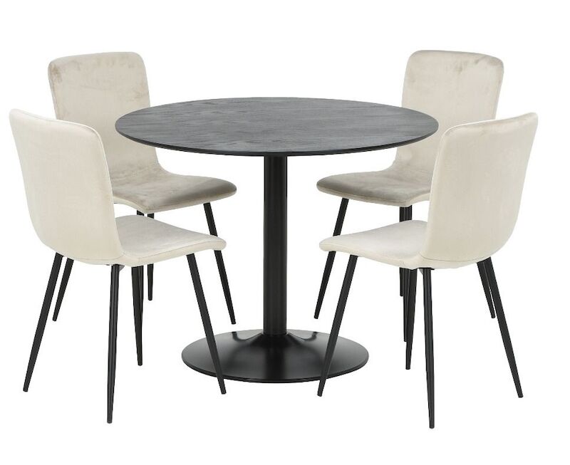 Bari-Gabi 4-hengen pyöreä ruokailuryhmä musta/beige