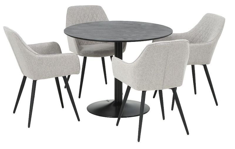 Bari-Blake 4-hengen pyöreä ruokailuryhmä musta/harmaa
