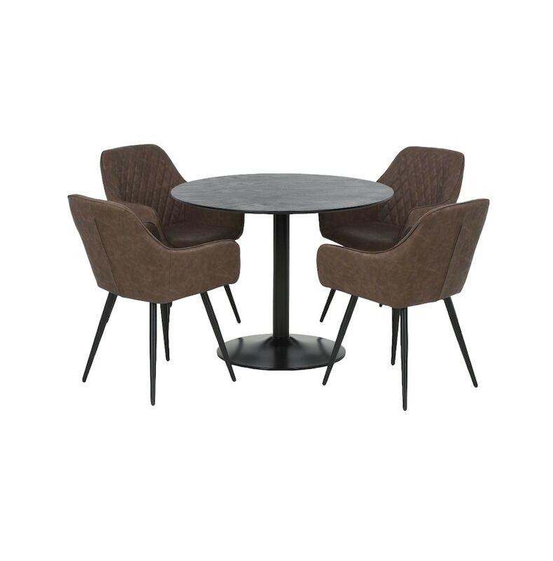 Bari-Blake 4-hengen pyöreä ruokailuryhmä musta/ruskea