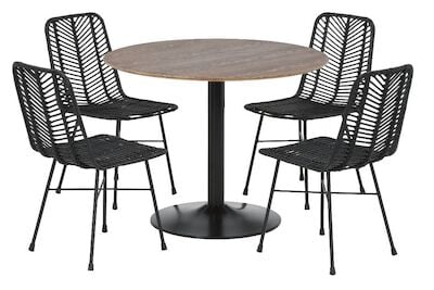 Bari-Cairo 4-hengen pyöreä ruokailuryhmä ruskea/musta