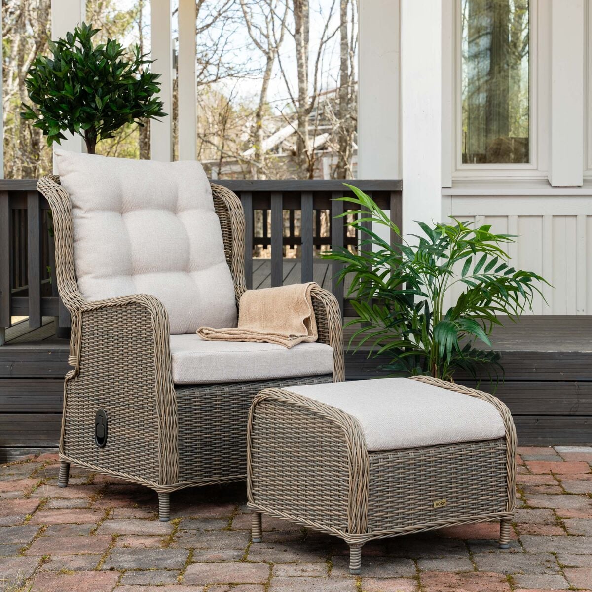 Parhaat säädettävät puutarhatuolit – Mukavuus ja tyyli ulkona 2 Daniela mekanismituoli ja rahi luonnonväri, hiekka pehmuste