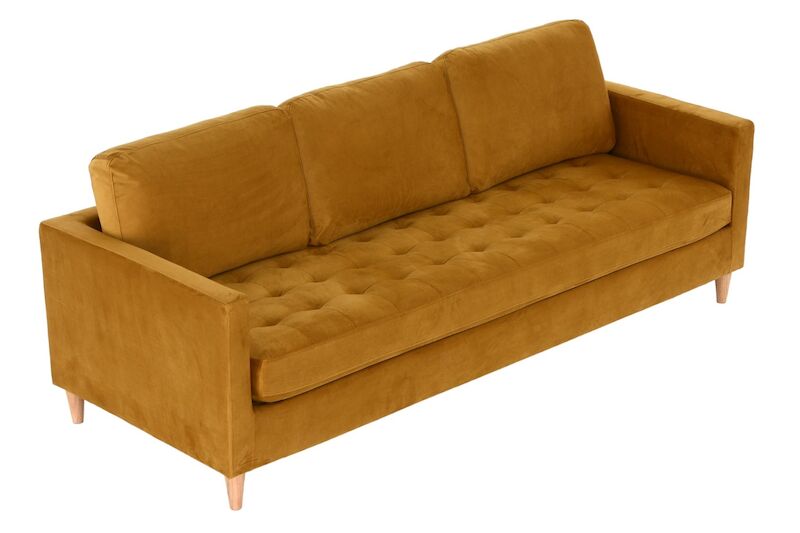 House Nordic Firenze 3-istuttava sohva sinapinkeltainen sametti Bluvel 68