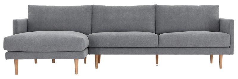 Huurre divaanisohva vasen, Rodeo 104 harmaa, jalka J-138 tammi