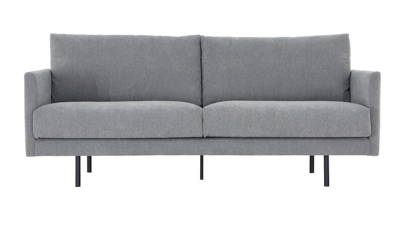 Huurre 3-istuttava sohva, Rodeo 104 harmaa, jalka J-176 musta metalli