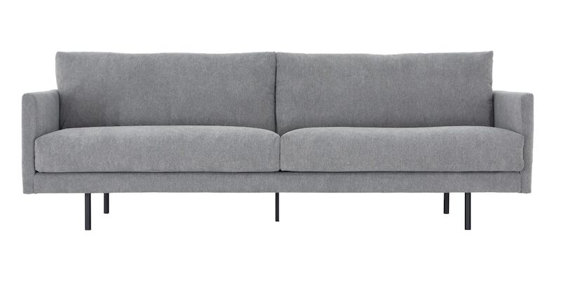 Huurre 3,5-istuttava sohva, Rodeo 104 harmaa, jalka J-176 musta metalli