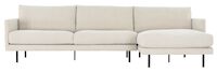 Huurre divaanisohva oikea, Rodeo 200 luonnonvalkoinen J-176 musta metalli